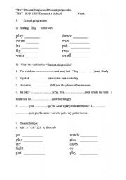 present simple / present progressive test worksheet