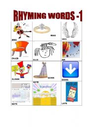 English worksheet: RHYMING WORDS (PART I)