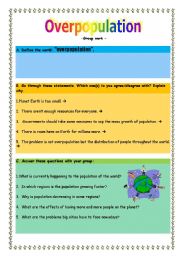 English Worksheet: Overpopulation