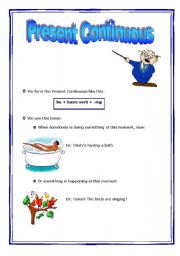 English Worksheet: Present Continuous - Grammar and exercises