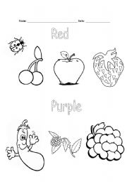 English Worksheet: Colours: red and purple