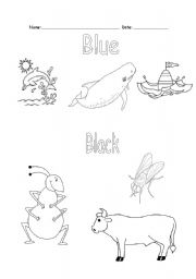 English Worksheet: Colours: blue and black