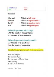 English Worksheet: Basic punctuation