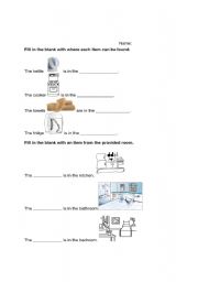 English worksheet: House worksheet-homework page 1/2