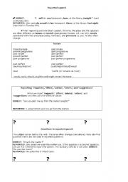 English worksheet: reprted speech