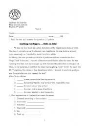 English Worksheet: reading comprehension, past simple and past continuous