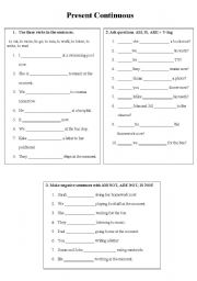 English Worksheet: Present Continuous