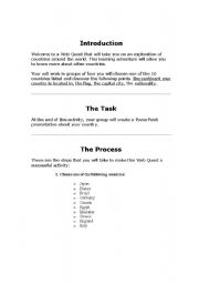 English worksheet: Country webquest