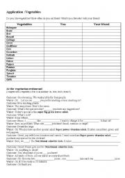 English Worksheet: At a vegetarian restaurant