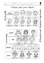 English Worksheet: Physical description - what are you like?