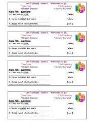 English Worksheet: wh- questions