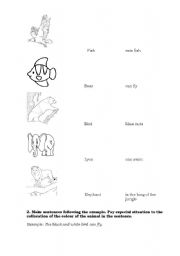 English worksheet: animals ands verbs 