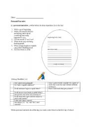 English Worksheet: Personal Narrative