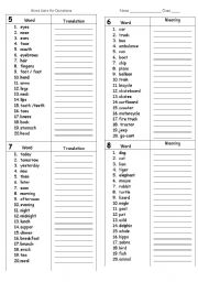 English Worksheet: Dictation - word lists