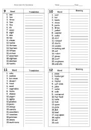 English Worksheet: Dictation - word lists