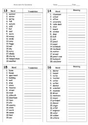 English Worksheet: Dictation - word lists