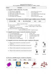 English Worksheet: 7th Class Examination