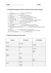 English Worksheet: Irregular Verbs Test