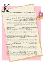 English Worksheet: The old man and the golden fish - past simple gap-fill