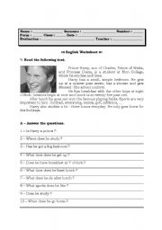 English Worksheet: Daily Routine