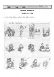 English Worksheet: DAILY ROUTINE