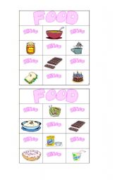 English Worksheet: food bingo part 1/8