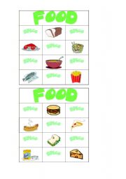 English Worksheet: food bingo part 2/8