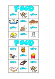 English Worksheet: food bingo part 3/8