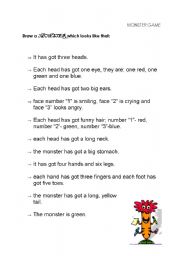 English Worksheet: Body parts- the Monster Game