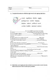 English worksheet: intermediate test