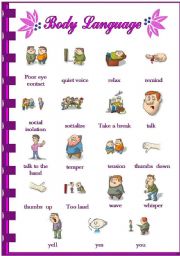 English Worksheet: Body language (1/2)