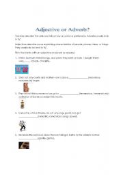 English worksheet: Adjective or Adverb