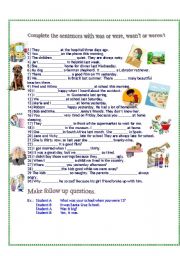 English Worksheet: Was Were - Past Simple of to Be