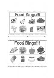 English Worksheet: Food Bingo (Black and White)