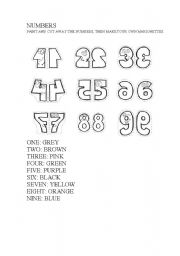 English worksheet: MAKE AND PAINT YOUR NUMBERS!!