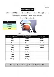 English Worksheet: Pronoucing  / / 