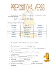 English Worksheet: prepositional verbs