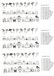 English Worksheet: Count and colour the toys