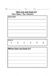 English worksheet: Have you been to~?