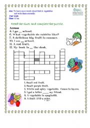 English Worksheet: fruit & vegetables 