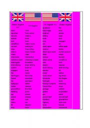 English Worksheet: BRITISH VERSUS AMERICAN VOCABULARY