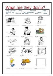 English Worksheet: present cont