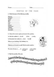 English Worksheet: Months of the year