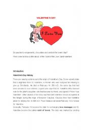 English Worksheet: VALENTINES DAY