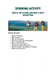 English worksheet: speaking activity