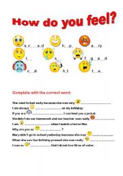 English Worksheet: how do you feel?