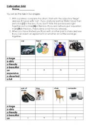English Worksheet: Collocation Grid