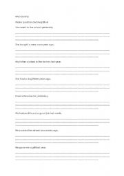 English worksheet: Past Simple- negative and interrogative