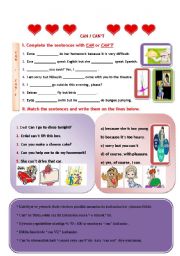English Worksheet: can / can´t