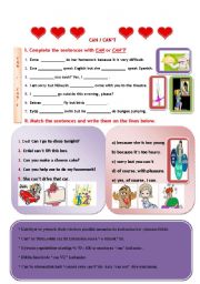 English Worksheet: can / cant